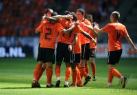 FUSSBALL INTERNATIONAL: Gregory VAN DER WIEL, Eljero ELIA, Mark VAN BOMMEL, Arjen ROBBEN  (v. li., Holland)