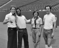 Fussball Christian Neureuther, Pele, Rosi Mittermaier, Franz Beckenbauer in New York