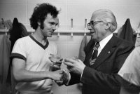 Fussball 1. Bundesliga Saison 1972/1973:  Beckenbauer, Neudecker (FC Bayern)