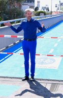 Eroeffnung Radbruecke Tuebingen; Tuebingens Oberbuergermeister Boris Palmer (Die Gruenen)