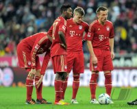 Fussball 1. Bundesliga, Saison 2011/2012:  David Alaba, Toni Kroos, Ivica Olic (v. li., FC Bayern Muenchen)