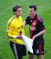 Fussball 1. Bundesliga : Torwart Rene Adler, Hanno Balitsch (v.li., Bayer 04 Leverkusen)