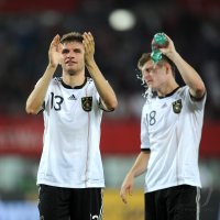 Fussball International EM 2012 Qualifikationsspiel:  Thomas MUELLER, Toni Kroos (v. li., Deutschland)