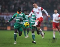 Fussball International:  Cheick Tiote (li, Elfenbeinkueste) gegen Ludovic Obraniak (re, Polen)