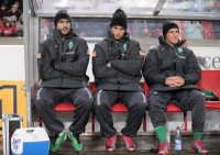 Fussball 1. Bundesliga  Saison 2010/2011: Hugo Almeida, Marko Arnautovic, Said Husejinovic (v. li., SV Werder Bremen)