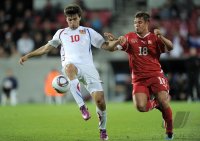 Fussball U21-EURO 2011 Halbfinale: Jan Moravek (li, Tschechische Republik) gegen Amir Abrashi (re, Schweiz)