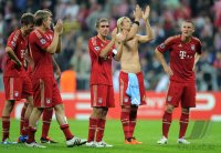 Fussball CHL  Saison 2011/2012:  Thomas Mueller, Toni Kroos , Philipp Lahm , Anatoliy Tymoshchuk , Anatoli Timoschtschuk, Bastian Schweinsteiger (v. li., FC Bayern Muenchen)