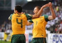 Fussball AFC Asian Cup 2011:  Tim Cahill, Brett Emerton (v. li., Australien)