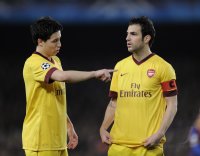Fussball CHL  Saison 2010/2011:   Cesc Fabregas (Arsenal) und  Samir Nasri (Arsenal)