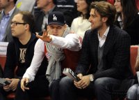 Basketball 1. Bundesliga 2011/2012: Bastian Schweinsteiger , Sportdirektor Marko Pesic (v. li., FC Bayern Muenchen)