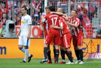 Fussball 1. Bundesliga: Thomas Mueller, Mark van Bommel, Arjen Robben, Ivica Olic  (v.li., FCB)