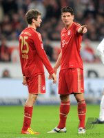Fussball 1. Bundesliga :  Thomas Mueller, Mario Gomez (v. li., FC Bayern Muenchen)