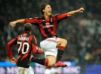 FUSSBALL SERIE A: Robinho, Zlatan Ibrahimovic (v. li. Milan)