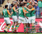 Fussball 1. Bundesliga: Bayern - Bremen, Jubel Bremen n. 1:0
