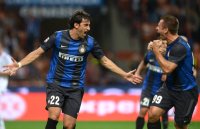 FUSSBALL SERIE A: Jubel von Diego Milito und Cassano Antonio (v. li., Inter Mailand)