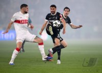 Fussball DFB Pokal  Halbfinale  2025/2026  23.04.2026VfB Stuttgart - SC Freiburg, ZWEIKAMPF, SPIELSZENE, AKTION, ACTION, DUELL,