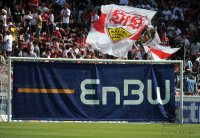 Fussball 1. Bundesliga :  Das Tor mit einer ENBW WERBEBANNER