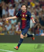 FUSSBALL Primera Division/Super Cup 2012: JUBEL Lionel Messi (Barca)