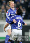 Fussball 1. Bundesliga: Schalke - Wolfsburg, Jubel n. 3:0