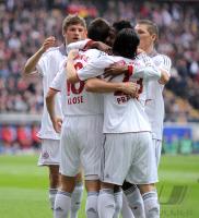 Fussball 1. Bundesliga : JUBEL Miroslav Klose, Danijel Pranjic, David Alaba (v. li., FCB)