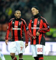 FUSSBALL SERIE A: JUBEL Robinho, Ronaldinho (v. li., AC Mailand)