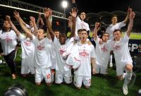 FUSSBALL  International CHL 09/10: JUBEL Arjen Robben, David Alaba, Diego Contento, Philipp Lahm, Ivica Olic (v.li., FCB)