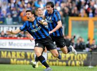 FUSSBALL SERIE A:  Javier Zanetti, Diego Milito  (v. li., Inter)