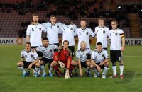 Fussball International:  GER Teamfoto (hinten v. li.) Jan Kirchhoff, Lasse Sobiech, Peniel Mlapa, Konstantin Rausch, Andre Schuerrle, Lewis Holtby (unten v. li.) Boris Vukcevic, Ilkay Guendogan, Oliver Baumann, Julian Koch, Christoph Moritz (Deutschland)