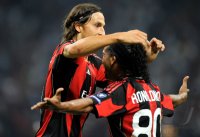 Fussball Champions League  Saison 2010/2011:  Ronaldinho, Zlatan Ibrahimovic (v. li., AC Mailand) , ENTT&acirc;&not;USCHT, ENTTAEUSCHT, ENTTAEUSCHUNG, ENTT&acirc;&not;USCHUNG, FRUST, FR
