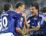 Fussball Ligapokal: Schalke - Bremen, Schalke Jubel nach dem 2:0