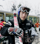 Ski Alpin;  Abfahrt Herren  Wengen Start Max Rauffer (GER) im Hintergrund Eiger, Moench, Jungfrau