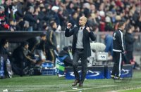 Fussball CHL 15/16 Achtelfinale: JUBEL Trainer Pep Guardiola (FC Bayern Muenchen)