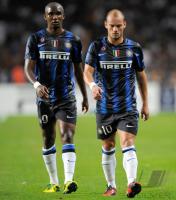 FUSSBALL UEFA SUPERCUP :  Samuel Eto'o , Eto, Wesley Sneijder  (v. li., Inter)