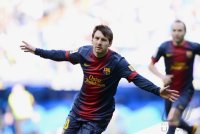 FUSSBALL Primera Division 2012/2013: JUBEL Lionel Messi (Barca)