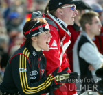 Biathlon WM - Athletinnen am Schiesstand; Uschi Disl mit ihrem Freund Hubert Bidner