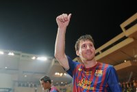 Fussball UEFA SUPER CUP 2011: JUBEL Lionel Messi (Barca)