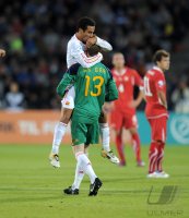 Fussball U21-EURO 2011 FINALE:  JUBEL nach dem SIEG mit Thiago Alcantara, Torwart David de Gea (v.li., Spanien)