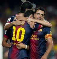 FUSSBALL Primera Division/Super Cup 2012: JUBEL Lionel Messi (Barca)