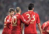 Fussball 1. Bundesliga : Arjen Robben, Mario Gomez (v. li., FC Bayern Muenchen)