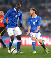 Fussball Nationalmannschaft : Mario Balotelli , Claudio Marchisio (v. li., Italien)
