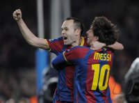 Fussball CHL  Saison 2010/2011:  JUBEL Lionel Messi und Andres Iniesta (Barca)