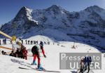 Ski Alpin;  Abfahrt Herren  Wengen Werner Franz (AUT) am Start in Hintergrund Eiger, Moench, Jungfrau