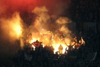 Fussball CHL  Saison 2010/2011: FC Bayern Muenchen Fans mit Bengalischen Feuer in der Fankurve