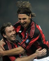 FUSSBALL SERIE A: (v. li.) JUBEL Cassano Antonio, Zlatan Ibrahimovic (AC Mailand)