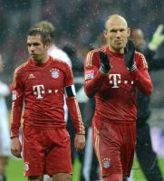Fussball 1. Bundesliga, Saison 2012/2013:  Arjen Robben und Philipp Lahm (v. re., FC Bayern Muenchen)