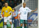 Fussball 1. Bundesliga: Wolfsburg, ALESSANDRO am Torpfosten
