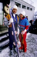 Fussball/Skisport: Beckenbauer, Mittermaier beim Skifahren