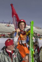 Olympische Winterspiele 2002 Skispringen: JUBEL: Simon Ammann (Schweiz)