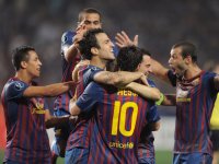 Fussball UEFA SUPER CUP 2011: JUBEL Cesc Fabregas (Barca)