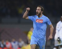 FUSSBALL  CHL  Saison 2013/2014: JUBEL Gonzalo Higuain (SSC Neapel)